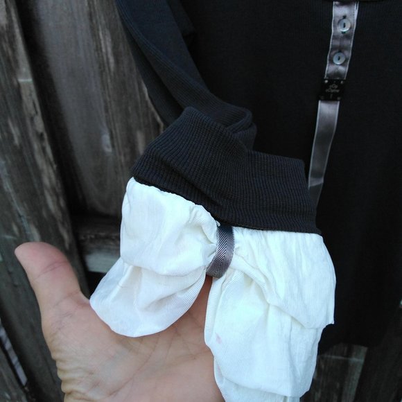 Cop Copine brown ribbed knit L/S top 3 tier ruffle - Picture 6 of 13